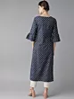 Women Navy Blue Checked Kurta