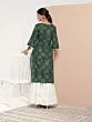 Women Printed Cotton Blend Straight Kurta (Green