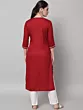 Women Chikan Embroidery Cotton Rayon A-line Kurta (Maroon)