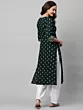 Women Printed Viscose Rayon Embroidered Straight Kurta (Green)