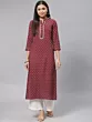 Women Floral Print Viscose Rayon Straight Kurta  (Maroon)