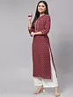 Women Floral Print Viscose Rayon Straight Kurta  (Maroon)