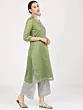 Women Embroidered Cotton Silk Straight Kurta  (Green)