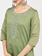 Women Embroidered Cotton Silk Straight Kurta  (Green)