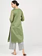 Women Embroidered Cotton Silk Straight Kurta  (Green)