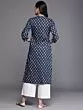 Women Printed Cotton Blend Straight Kurta (Blue)