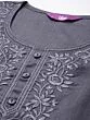 Women Embroidered Cotton Blend Straight Kurta  (Grey, Silver)