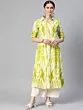 Women Dyed/Ombre Viscose Rayon A-line Kurta (Green)