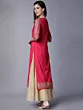 Women Printed Cotton Blend Straight Kurta  (Gold, Pink)