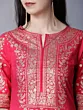 Women Printed Cotton Blend Straight Kurta  (Gold, Pink)