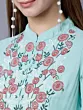 Women Embroidered Cotton Blend Frontslit Kurta (Light Green)