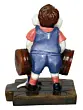 Blue and Brown Handcrafted Polyresin Lord Ganesha Idol Doing Weightlifting with Mushak