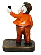 Orange and Brown Handcrafted Polyresin Lord Ganesha Idol Taking Selfie with Mushak