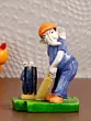 Multicolour Handcrafted Polyresin Lord Ganesha Playing Cricket with Mushak Idol