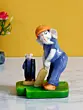 Multicolour Handcrafted Polyresin Lord Ganesha Playing Cricket with Mushak Idol