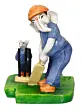Multicolour Handcrafted Polyresin Lord Ganesha Playing Cricket with Mushak Idol
