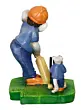 Multicolour Handcrafted Polyresin Lord Ganesha Playing Cricket with Mushak Idol