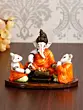 Orange and White Polyresin Handcrafted Lord Ganesha Idol Doing Havan with 2 Mushaks