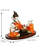 Orange and White Polyresin Handcrafted Lord Ganesha Idol Doing Havan with 2 Mushaks