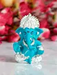 Silver Plated Blue Polyresin Ganesha Idol for Home, Temple, Office and Car Dashboard