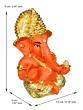 Gold Plated Orange Polyresin Ganesha Idol for Home, Temple, Office and Car Dashboard