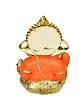 Gold Plated Orange Polyresin Ganesha Idol for Home, Temple, Office and Car Dashboard