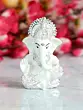 Silver Plated White Polyresin Ganesha Idol for Home, Temple, Office and Car Dashboard