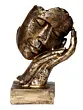 Polyresin Golden Human Face Statue Sleeping on Hands Handcrafted Decorative Showpiece