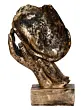 Polyresin Golden Human Face Statue Sleeping on Hands Handcrafted Decorative Showpiece