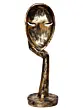 Golden Polyresin Handcrafted Antique Look Thinking Lady Face Showpiece, Human Figurine