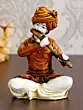 Polyresin Rajasthani Musician Men Statue Playing Flute Human Figurines Home Decor Showpiece