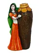Polyresin Rajasthani Lady Statue With Flower Pot Handcrafted Human Figurine Decorative Showpiece