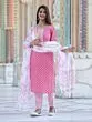 Katha Work Straight Cotton Kurta Set