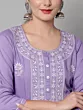Women Chikan Embroidery Cotton Rayon A-line Kurta  (Purple, White)