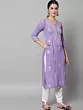 Women Chikan Embroidery Cotton Rayon A-line Kurta  (Purple, White)