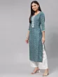 Women Floral Print Viscose Rayon Straight Kurta  (Green)