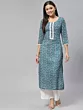 Women Floral Print Viscose Rayon Straight Kurta  (Green)