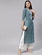Women Floral Print Viscose Rayon Straight Kurta  (Green)
