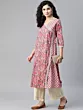 Women Floral Print Pure Cotton A-line Kurta  (Pink)