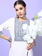 Women Printed Cotton Blend Straight Kurta (Beige)