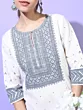 Women Printed Cotton Blend Straight Kurta (Beige)