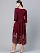 Women Maroon & Golden Printed Hem Empire A-Line Kurta