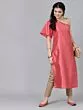 Pink Zari Boota One Shoulder Kurta With Lining