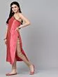 Pink Zari Boota One Shoulder Kurta With Lining