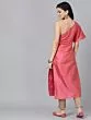 Pink Zari Boota One Shoulder Kurta With Lining