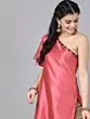 Pink Zari Boota One Shoulder Kurta With Lining