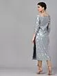 Grey Foil Printed Straight Kurta