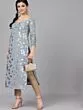 Grey Foil Printed Straight Kurta