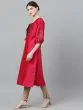 Magenta & Black Flock Design Straight Kurta