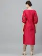 Magenta & Black Flock Design Straight Kurta